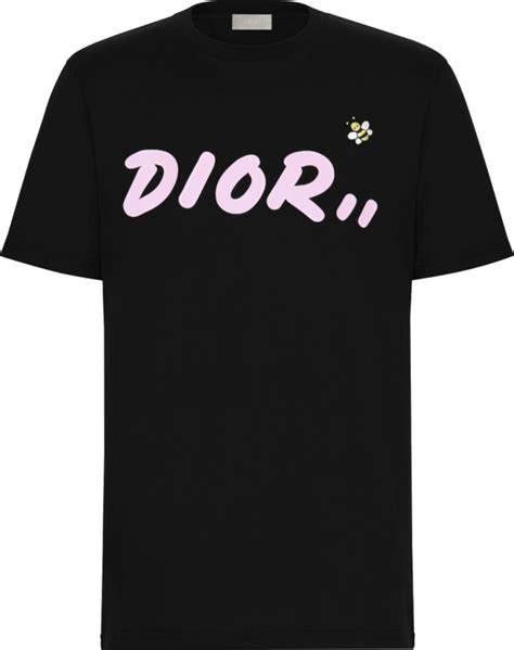 dior black and pink t shirt|Dior pink flower shirt.